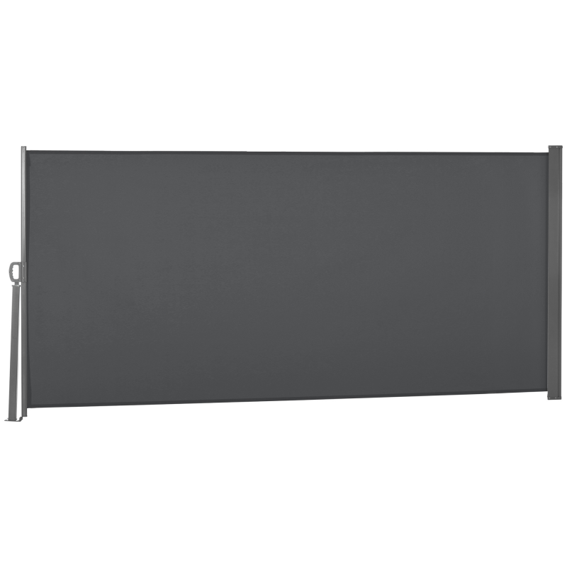Outsunny Seitenmarkise Sichtschutzrollo ausziehbar 3 m x 1,6 m Metall Polyester wasserdicht UV-beständig 180 g/m² Grau Aosom – Bild 1 von 2