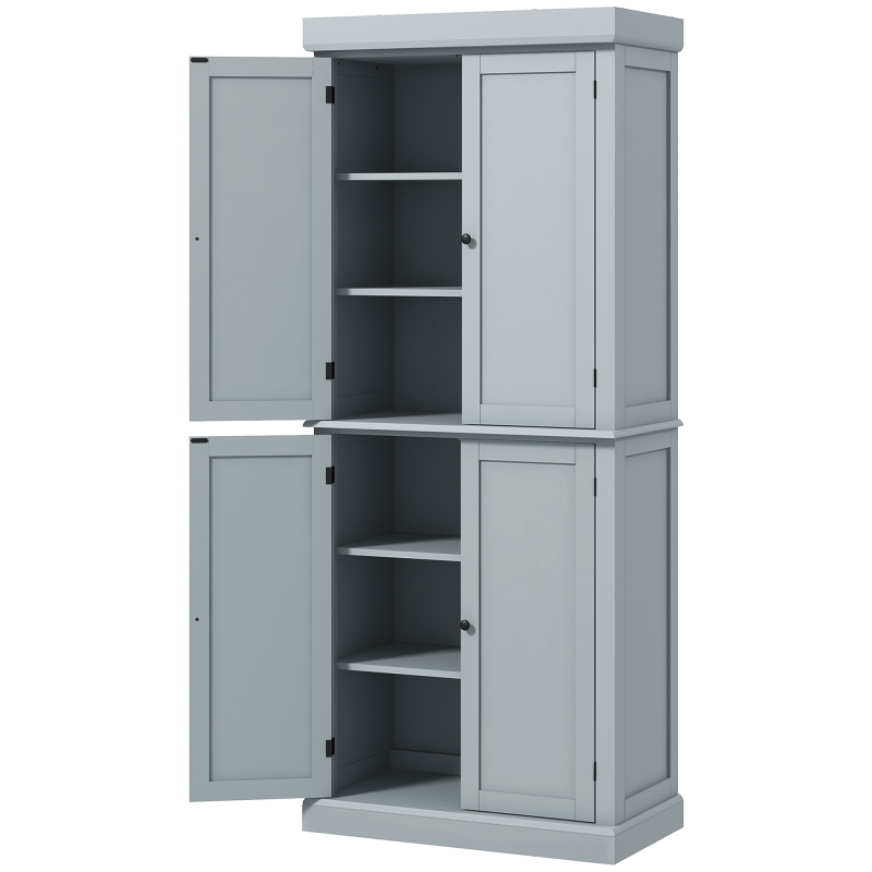 HOMCOM Küchenschrank Buffetschrank Küchenschrank Aufbewahrungsschrank moderner Stil mit Schränken, verstellbaren Regalen, für Esszimmer, Wohnzimmer, 76 x 40,5 x 184 cm, Grau Aosom – Bild 1 von 2
