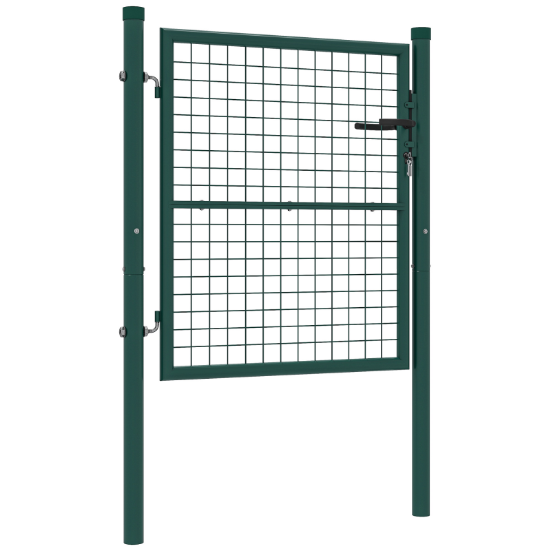 Outsunny Gartentor aus Stahl 97 x 150 cm Gartentor mit Schloss, Schlüsseln und Griff, Pfeil-Dekoration, Außenpatio-Tor, Grün Aosom – Bild 1 von 2