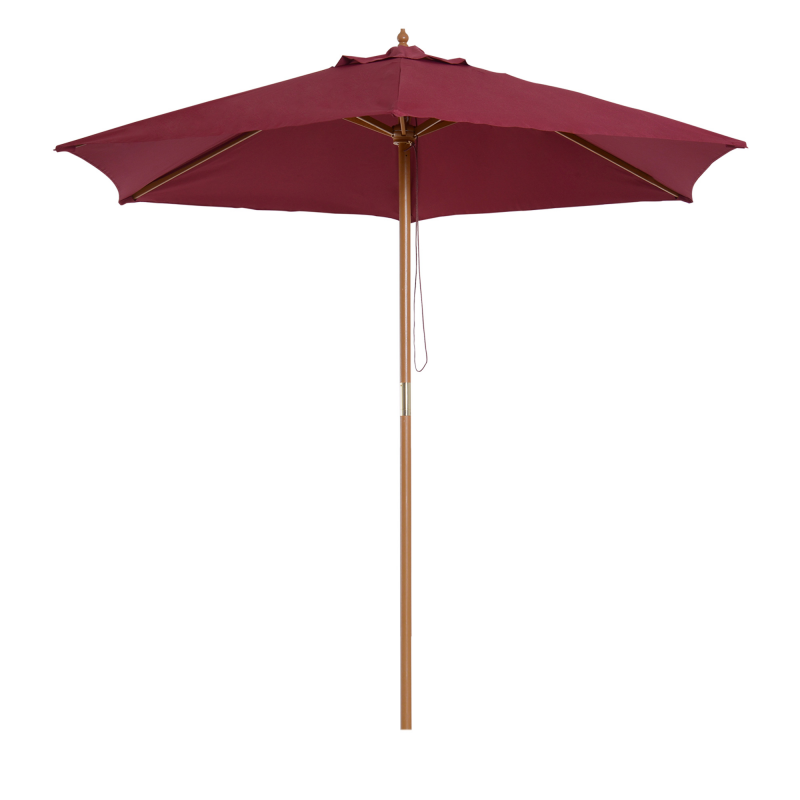 Outsunny Garten-Sonnenschirm 2,5x2,3m, Sonnenschirm mit 6 Holzrippen und Polyester, Bordeauxrot Aosom – Bild 1 von 2