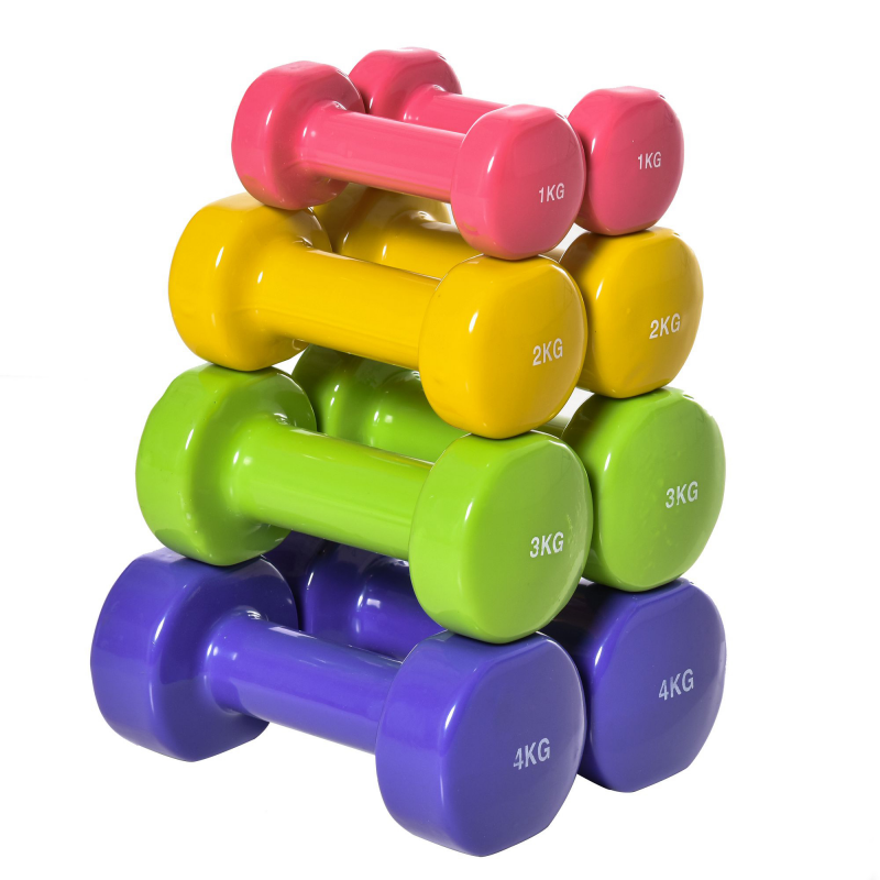 HOMCOM 20 kg Hexagonale Kurzhantel Set, 8 Kurzhanteln 1 kg - 4 kg, beschichtet mit Polyurethan, für Zuhause, Fitnessstudio, aus Stahl, bunt Aosom – Bild 1 von 2