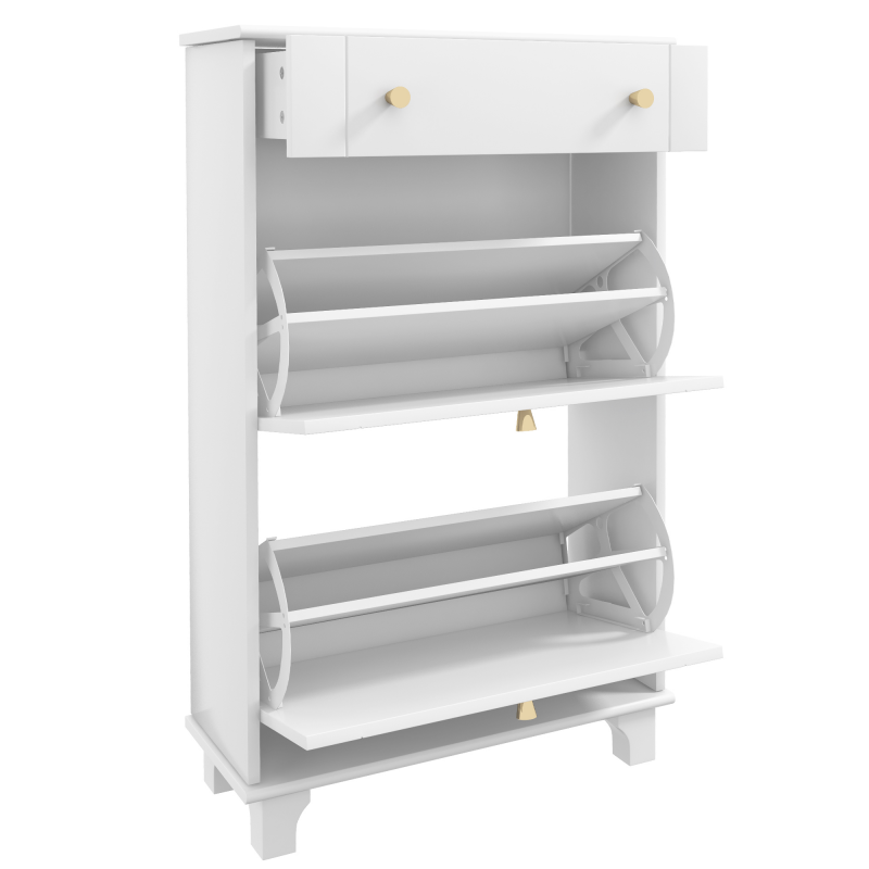 HOMCOM Schuhschrank für schmale Eingänge, Schuhaufbewahrung mit kippbaren Schubladen und verstellbarem Regal, Eingangs- und Flurschrank für 8 Paare, Eingang und Flur 60 x 23,5 x 98,5 cm, weiß Aosom – Bild 1 von 2