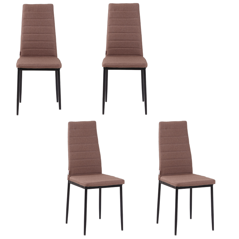 HOMCOM Set 4 Gepolsterte Stühle für Wohn- oder Esszimmer, Moderne Küchenstühle, aus Metall und Stoff in Khaki Aosom – Bild 1 von 2