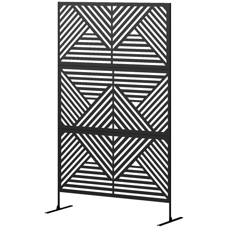 Outsunny Trennwand Dekorativer Outdoor-Sichtschutz mit Rautenmuster und 2 Füßen, Gartensichtschutz aus Stahl, für Balkon und Terrasse, 122x45x198 cm, Schwarz Aosom – Bild 1 von 2
