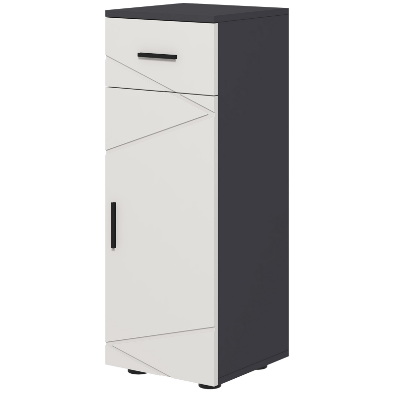 kleankin Badezimmerschrank mit Schublade und 2 Verstellbaren Schrankfächern, Holz Badezimmermöbel, 30x30x82 cm, Grau Aosom – Bild 1 von 2