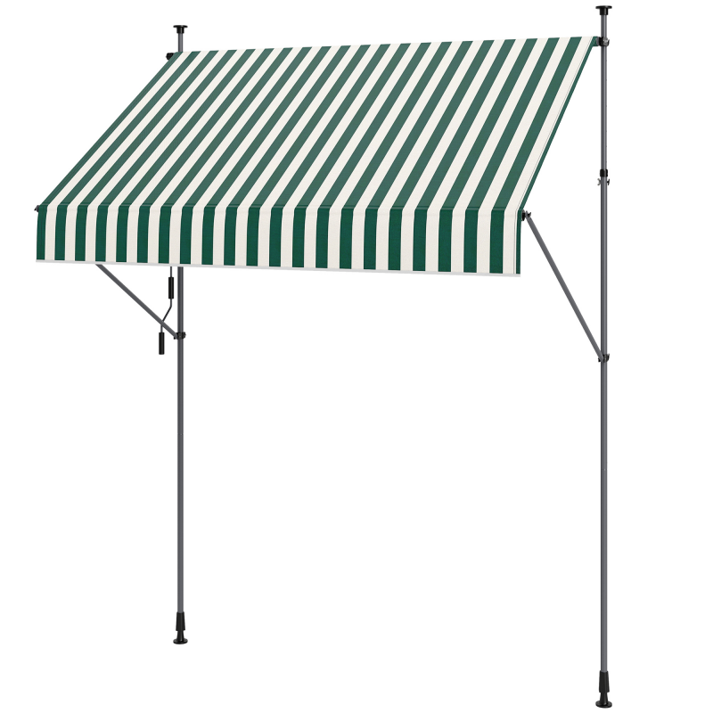 Outsunny Sonnensegel 2x1,2 m mit Kurbelarm, Sonnenschirm für den Außenbereich aus Aluminium und 180g/㎡ Polyesterstoff, für Garten, Balkon und Terrasse, Grün und Weiß Aosom – Bild 1 von 2