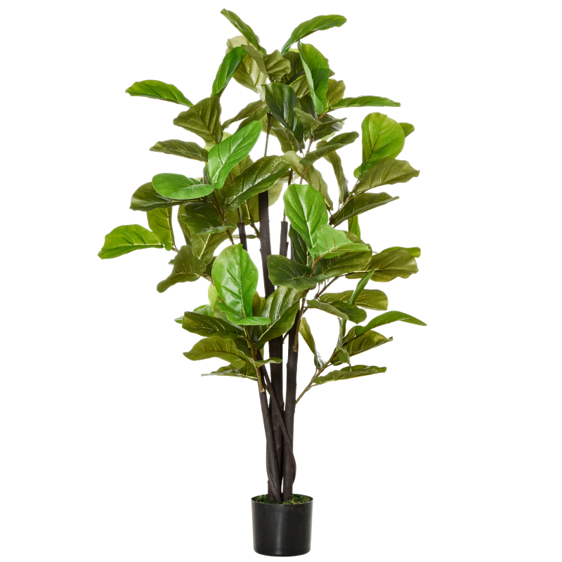 HOMCOM Ficus Artificiale 130cm für Innen- und Außenbereich, Realistische künstliche Pflanze mit 78 Blättern Aosom – Bild 1 von 2