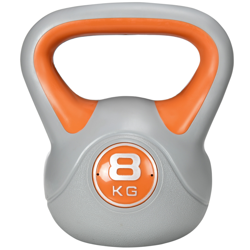 SPORTNOW Kettlebell 8 kg, Hantel mit ergonomischem Griff, Kugelhantel, Muskelaufbau, Training, für Fitnessstudio, orange Aosom – Bild 1 von 2