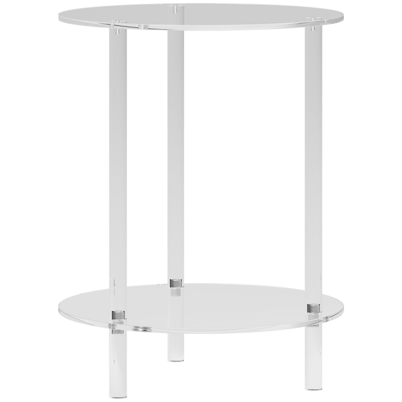 HOMCOM Niedriger Runder Tisch mit 2 Ebenen für den Innenbereich, Acryl Beistelltisch, Ø40x50 cm, Transparent Aosom – Bild 1 von 2