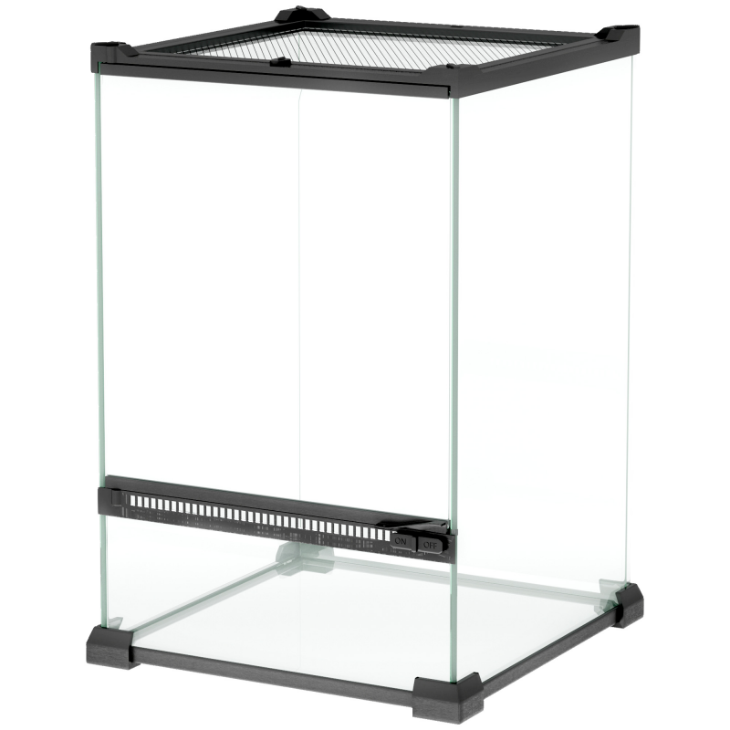 PawHut Terrarium aus Glas für Reptilien Vivarium 12 L Reptilienbox Reptilienaufzuchtbox mit Metallnetzdeckel, für Frösche, Schlangen, Schildkröten, 20 x 20 x 30 cm, Schwarz Aosom – Bild 1 von 2