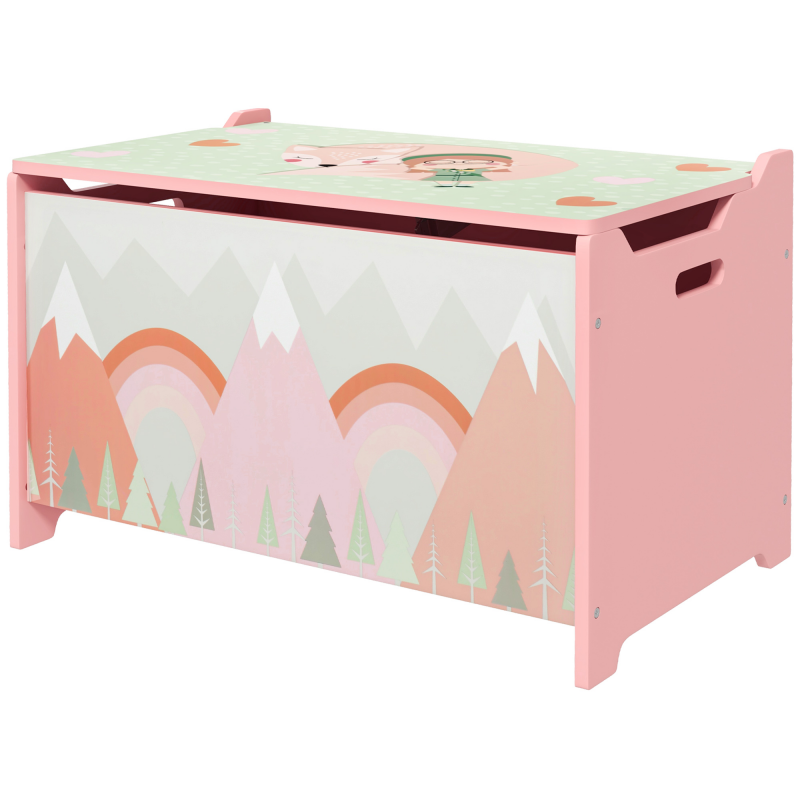 ZONEKIZ Spielzeugtruhe Kinderbank, MDF Holz mit Sicherheits-Scharnieren, 60x37x39cm, Rosa Aosom – Bild 1 von 2
