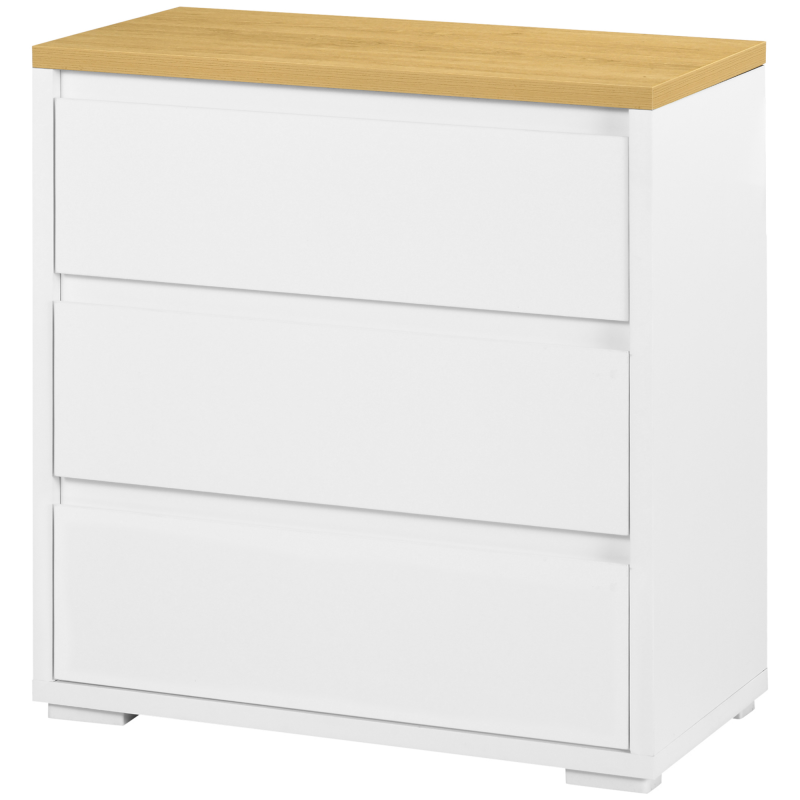 HOMCOM Kommode mit 3 Schubladen aus Spanplatte in Weiß für Schlafzimmer, Büro und Wohnzimmer, 70x37x75cm Aosom – Bild 1 von 2