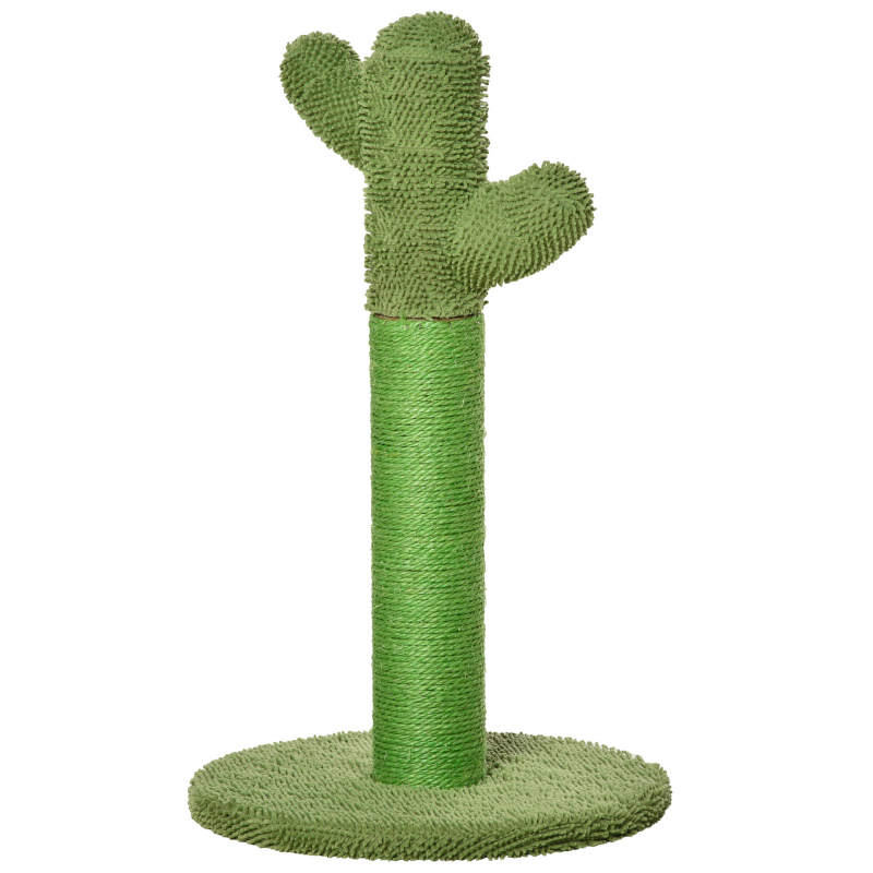 PawHut Kratzbaum für erwachsene Katzen und Kätzchen in Kaktusform, Sisalseil und Holzbasis, 40x40x65 cm, Grün Aosom – Bild 1 von 2