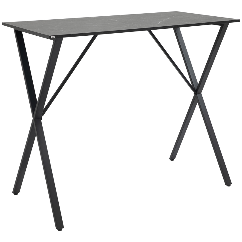 HOMCOM Bartresen Moderner Industriestil, Hocher Küchentisch mit Marmoreffekt aus Holz und Stahl, 120 x 60 x 102 cm, Schwarz Aosom – Bild 1 von 2