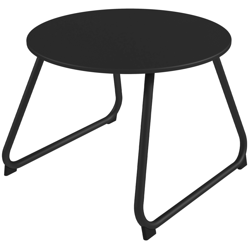 Outsunny Gartencouchtisch Ø48x37 cm mit Verstellbaren Füßen, Metallcouchtisch mit Pulverbeschichteter Oberfläche, Schwarz Aosom – Bild 1 von 2