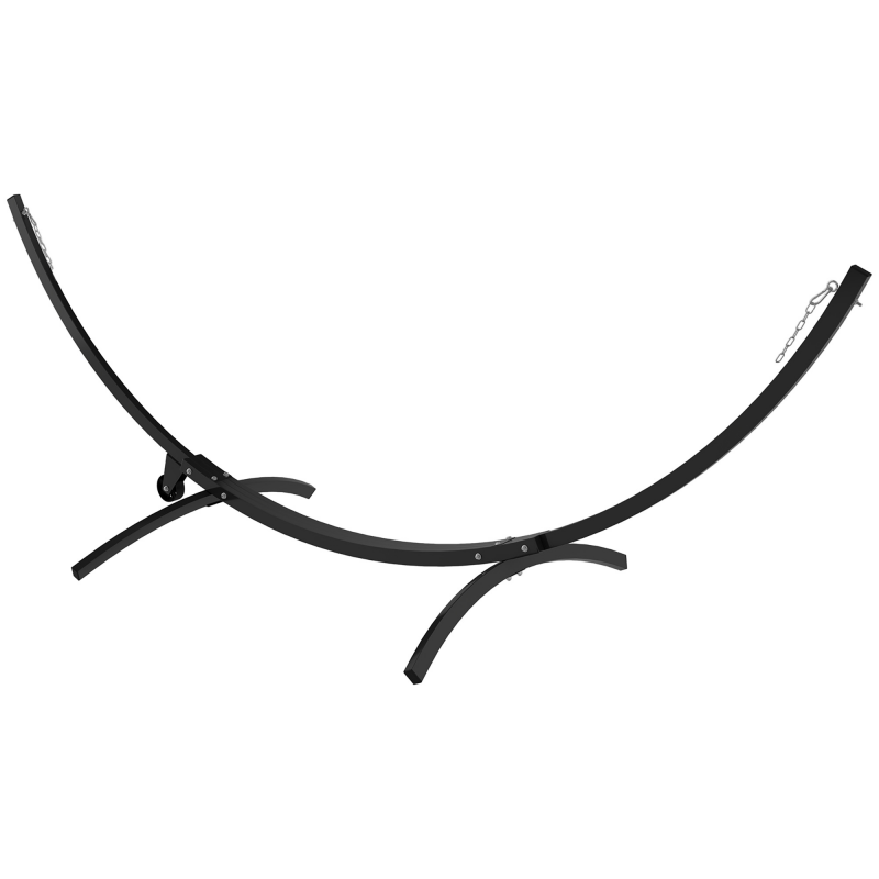 Outsunny Hängemattengestell aus Metall mit Rädern, Hängemattenständer bis 150 kg belastbar mit Ketten, Haken, für Draußen und Drinnen, 337 x 118 x 118 cm schwarz Aosom – Bild 1 von 2