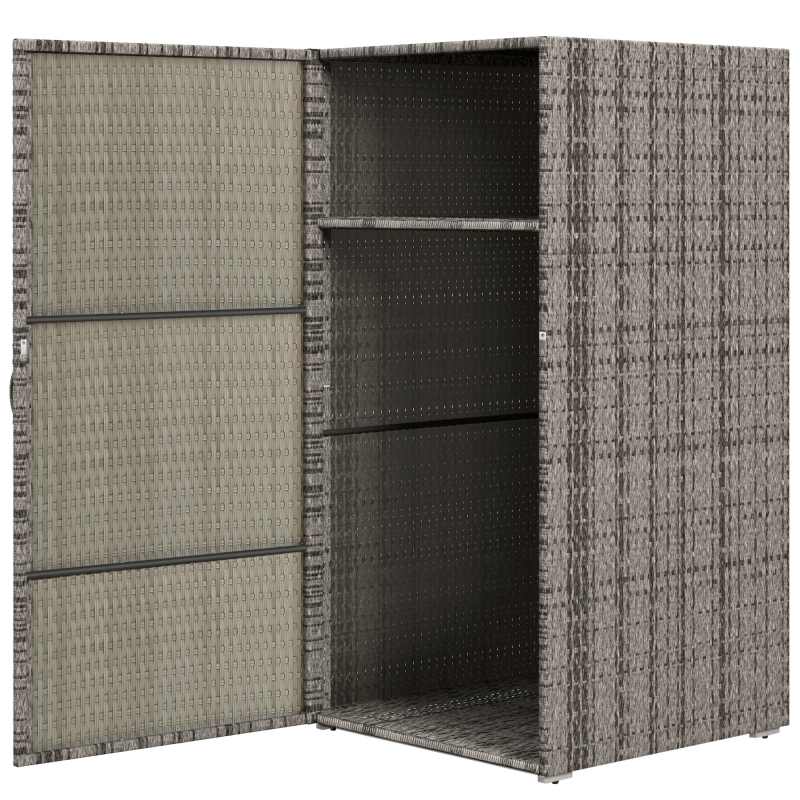 Outsunny Gartenschrank aus PE-Rattan, für Garten mit 2 Fächern für Terrasse und Pool, 60x63x120cm, Grau Aosom – Bild 1 von 2