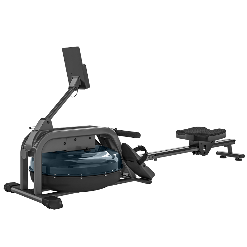 SPORTNOW Wasser-Rudergerät, Heimrudergerät Muskelaufbau, 6 Widerstandsstufen, LCD-Bildschirm und Tabletthalterung, vertikale Lagerung mit Rollen, max. 135 kg Belastung, Stahl Aosom – Bild 1 von 2