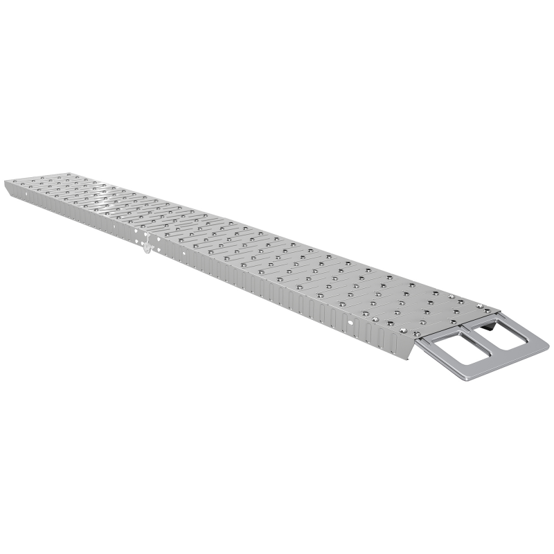 HOMCOM Faltbare Edelstahl-Laderampe mit maximaler Belastung von 230 kg, rutschfeste Motorradrampe für Reifen bis 22 cm Breite, für Motorräder und Fahrräder, 190x22x8 cm, Silber Aosom – Bild 1 von 2