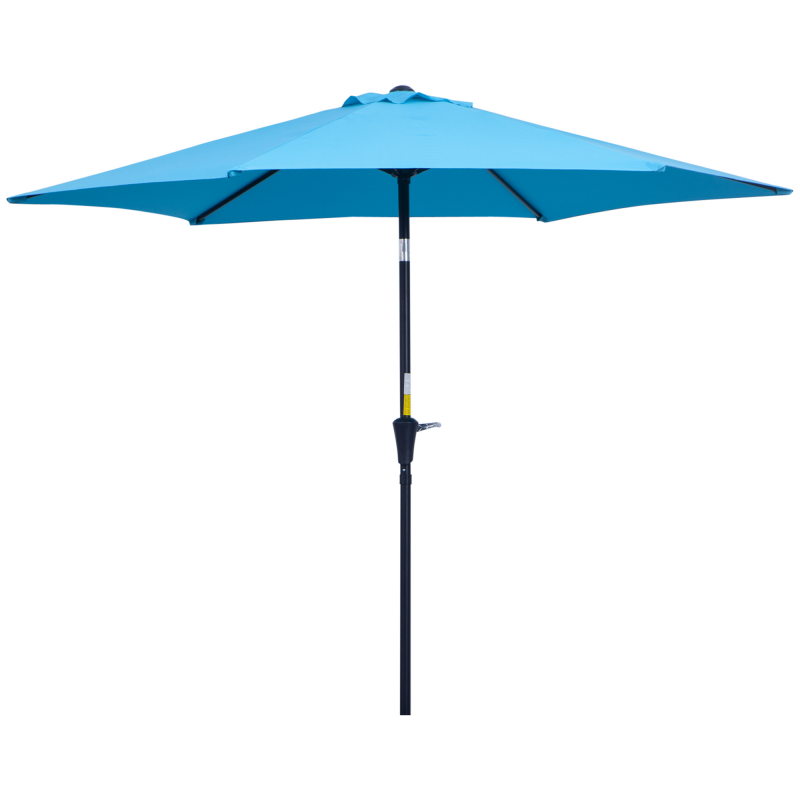 Outsunny Gartenschirm Ø2,6x2,35 m Neigbar mit Kurbel, Gartenschirm im Freien mit 6 Aluminiumstreben, Metall und Polyester 180g/m², Blau Aosom – Bild 1 von 2