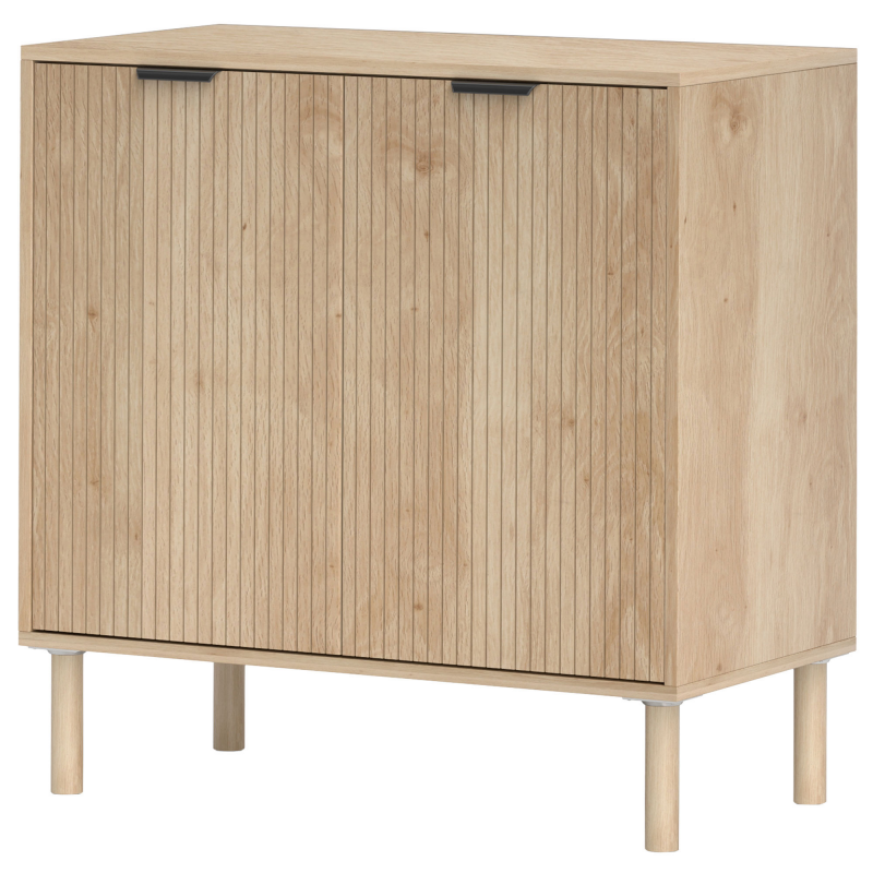 HOMCOM Vielseitiger 2-Ebenen-Schrank mit verstellbarem Regal auf 3 Ebenen, Schrank mit Kiefernholzbeinen, für Wohnzimmer und Schlafzimmer, 78x40x77,5 cm, Farbe Eiche Aosom – Bild 1 von 2