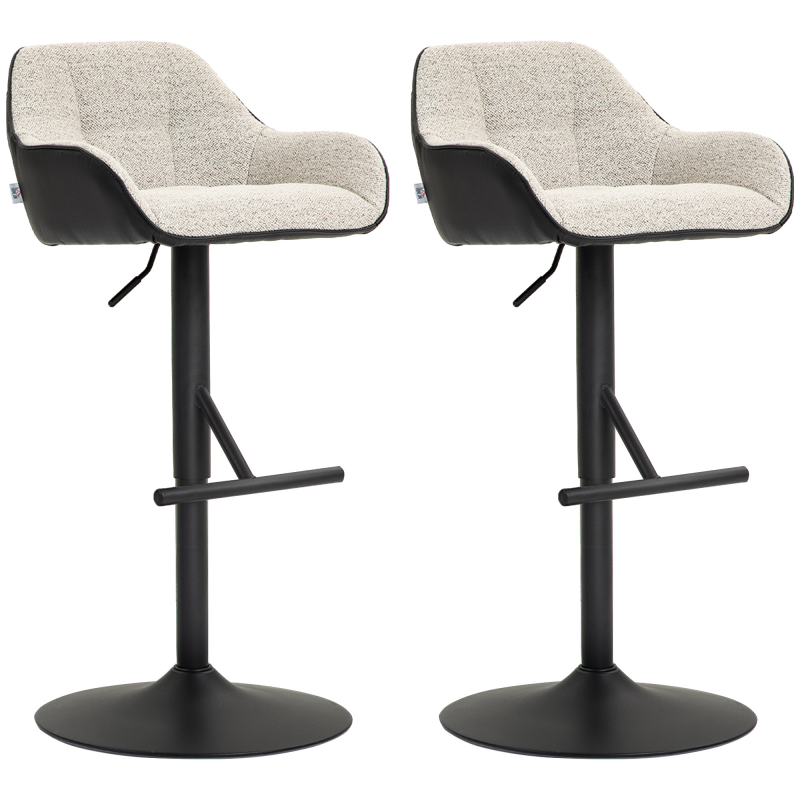 HOMCOM Set 2 Barhocker mit Rückenlehne, Fußstütze und Armlehnen, Höhenverstellbar und 360° drehbar, Leinen und PU mit rutschfester Base, für Theke, Restaurant, Hellgrau Aosom – Bild 1 von 2