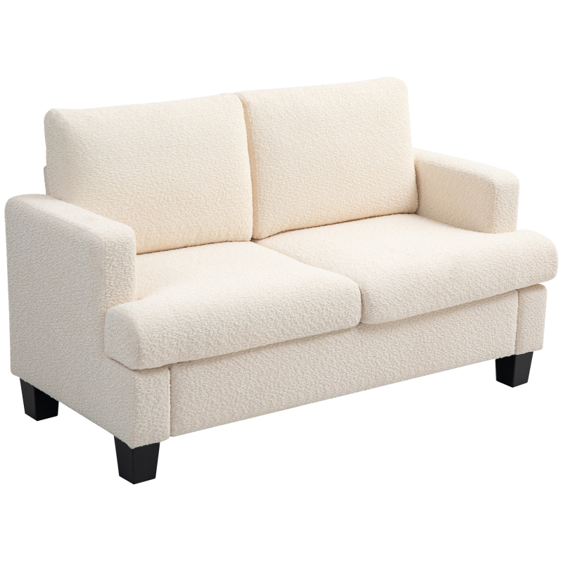 HOMCOM 2-Sitzer-Sofa, modernes Design, 140 cm, mit abnehmbaren Rückenkissen und Armlehnen, Minisofa für Schlafzimmer, Apartment, kleine Räume, beige Aosom – Bild 1 von 2