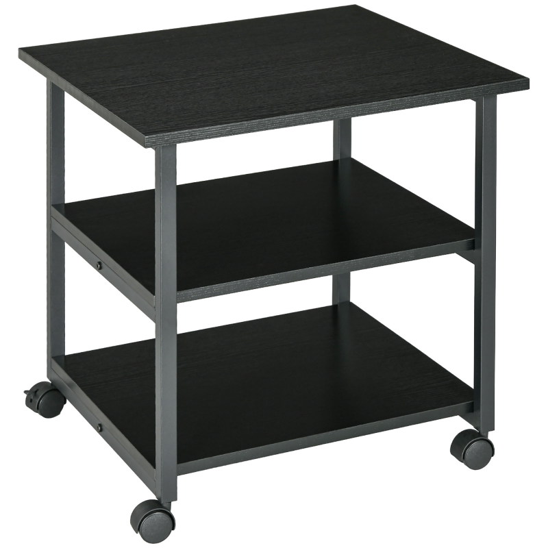 HOMCOM Druckerständer mit 3 Ebenen Ablagen, rollbar auf Rollen 50 x 50 x 52,5 cm schwarz Aosom – Bild 1 von 2