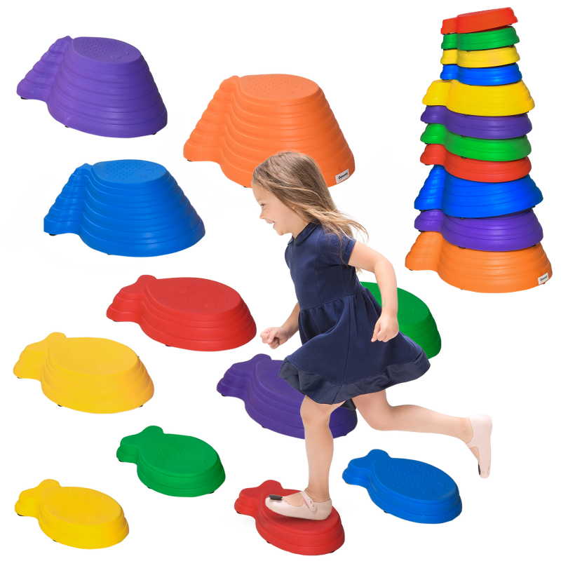 Outsunny Flusssteine, Balance-Steine, Trittsteine für Kinder, Balancespiel, rutschfest, bis 100 kg Aosom.de – Bild 1 von 2