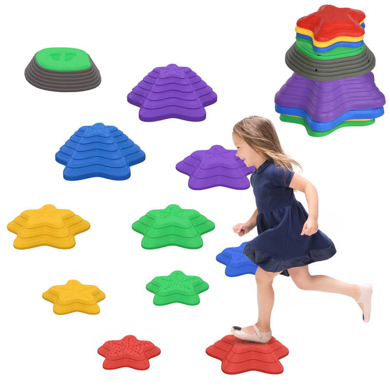 ZONEKIZ Flusssteine, Balance-Trittsteine-Spiel für Kinder, Stapelsteine, rutschfest, bis 80 kg Aosom.de – Bild 1 von 2