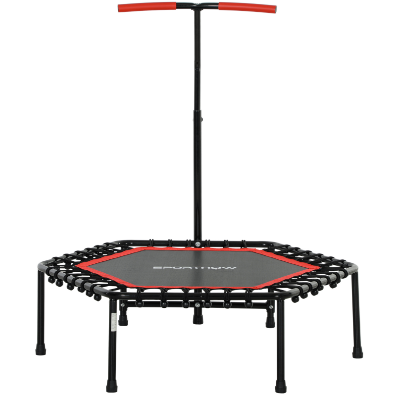 SPORTNOW Fitness-Trampolin 114 cm mit elastischen Seilen, verstellbarer Griff in 3 Positionen, stabiles und leises Übungstrampolin bis 100 kg Belastung für Indoor-Training, Rot Aosom – Bild 1 von 2