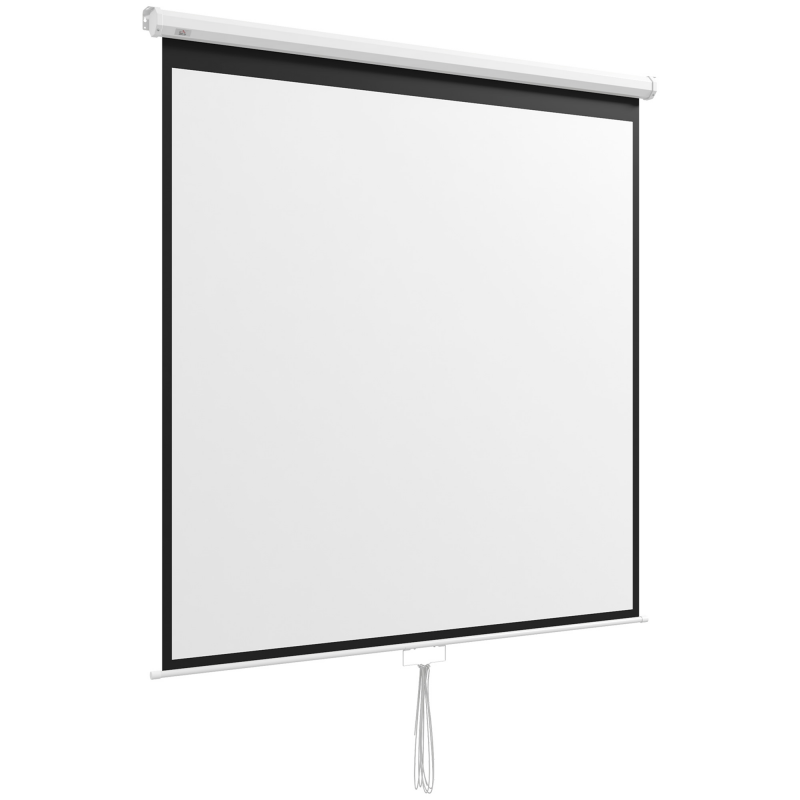HOMCOM Beamer Leinwand 178 x 178 cm 99 Zoll 1:1 HD 4K Projektionsleinwand Rollo-Leinwand für Heimkino Büro-Präsentationen Aosom – Bild 1 von 2