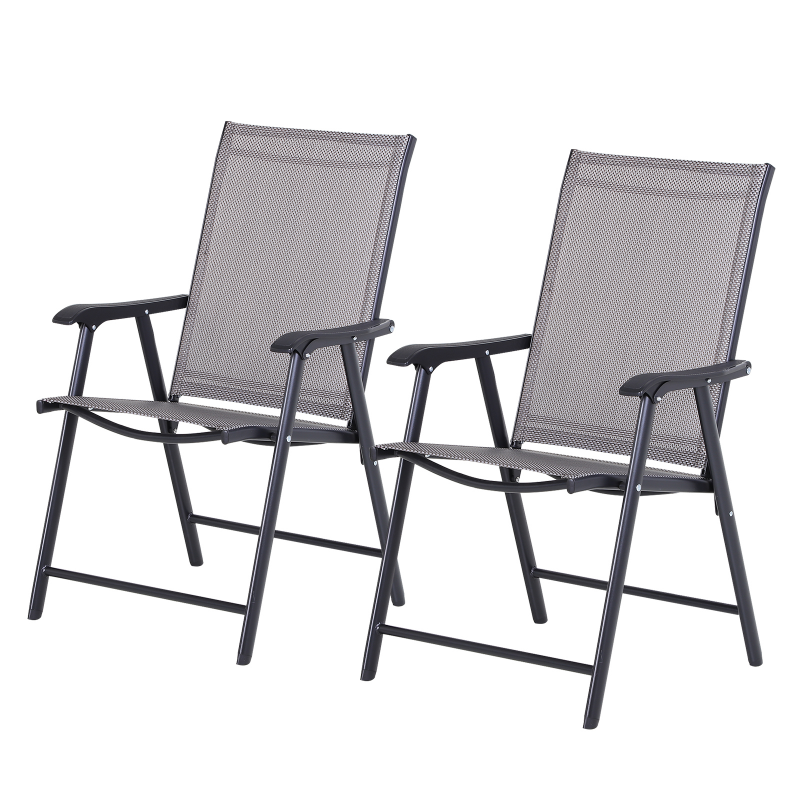 Outsunny Campingstühle 2er Set Klappstuhl Armlehne Angelstuhl Metall Grau 58x64x94cm Aosom – Bild 1 von 2