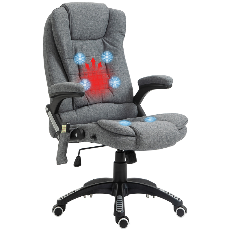 Vinsetto Massagesessel Chefsessel Bürostuhl höhenverstellbar ergonomisch massage Grau 67 x 74 x 116–126 cm Aosom – Bild 1 von 2