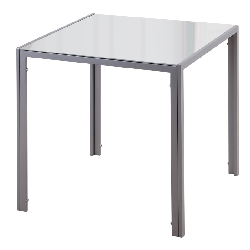 HOMCOM Esstisch Esszimmertisch quadratisch für 4 Personen, Wohnzimmertisch mit Hartglas Tischplatte, modern für Küche & Esszimmer in Grau Aosom.de – Bild 1 von 2