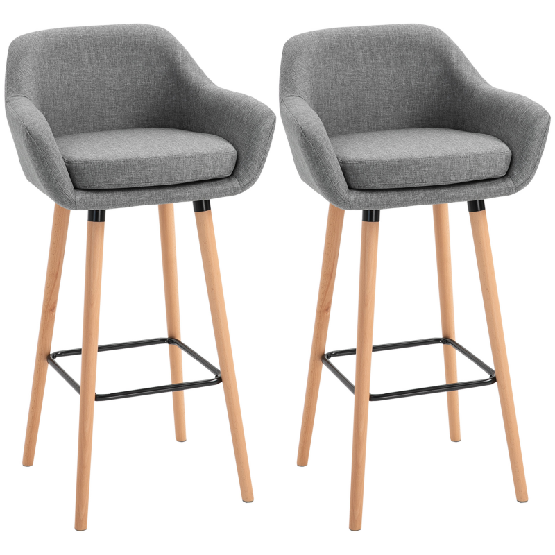 HOMCOM Barhocker Sitzhöhe 65 cm, moderner Barhocker, Barhocker 2er Set Poco, Grau Aosom.de – Bild 1 von 2