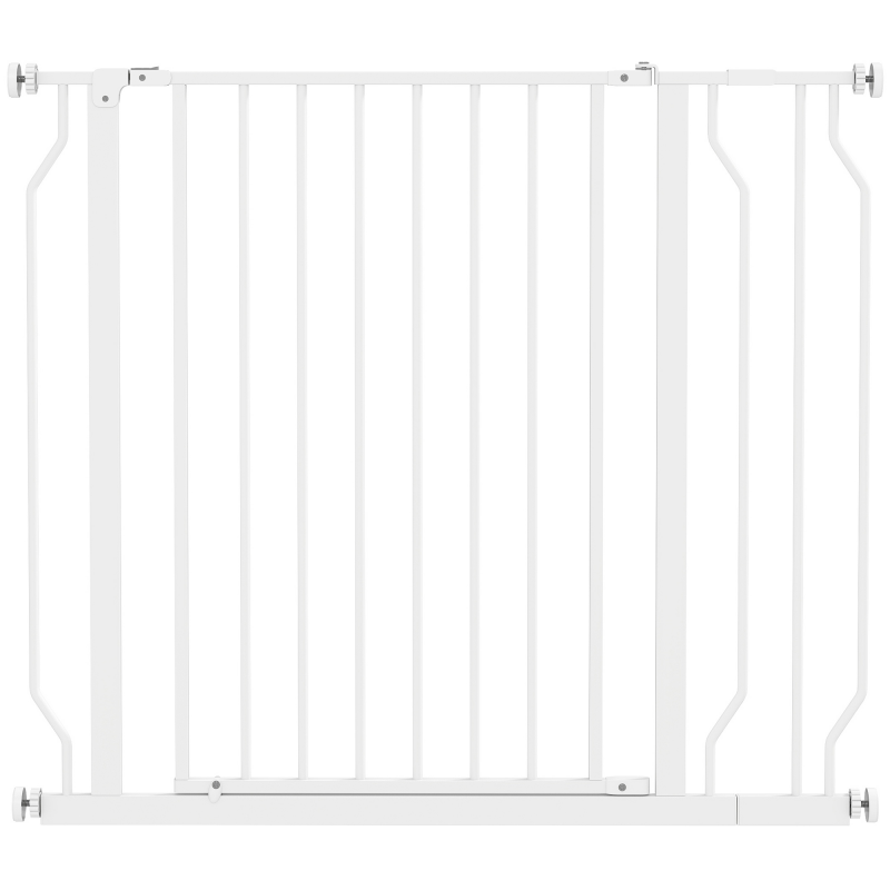 PawHut Treppenschutzgitter Türschutzgitter mit Zwei-Wege-Öffnung, einstellbar 75-95cm, Stahl in Weiß, sicherer Schutz für Kinder & Haustiere Aosom.de – Bild 1 von 2