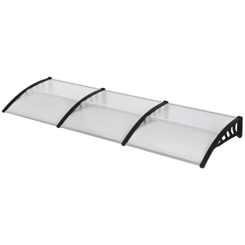 Outsunny Pultvordach Vordach für Haustür 303 x 96 x 27 cm Überdachung mit UV Schutz, Regenschutz Sonnenschutz für draußen Alu Schwarz Aosom – Bild 1 von 2