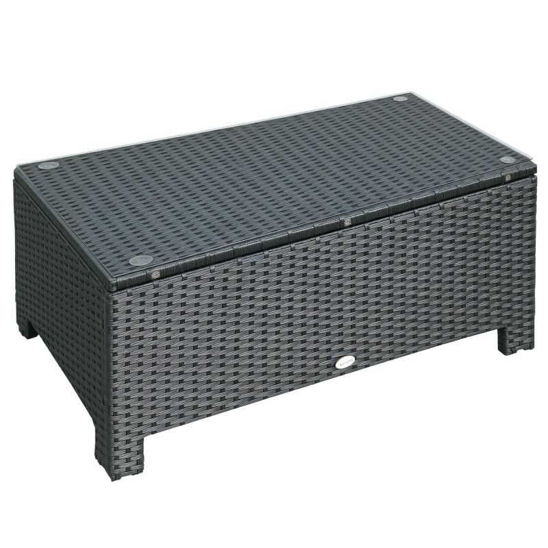 Outsunny Garten Beistelltisch Couchtisch aus wetterfestem Polyrattan Schwarz 85x50x39cm für Balkon Terrasse Aosom.de – Bild 1 von 2