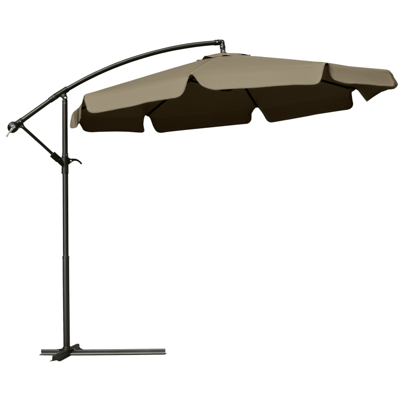 Outsunny Ampelschirm Sonnenschirm mit Handkurbel und Rüschen Ø2,65 x 2,65H m, Gartenschirm für Garten Balkon und Terrasse, optimaler Sonnenschutz Aosom.de – Bild 1 von 2