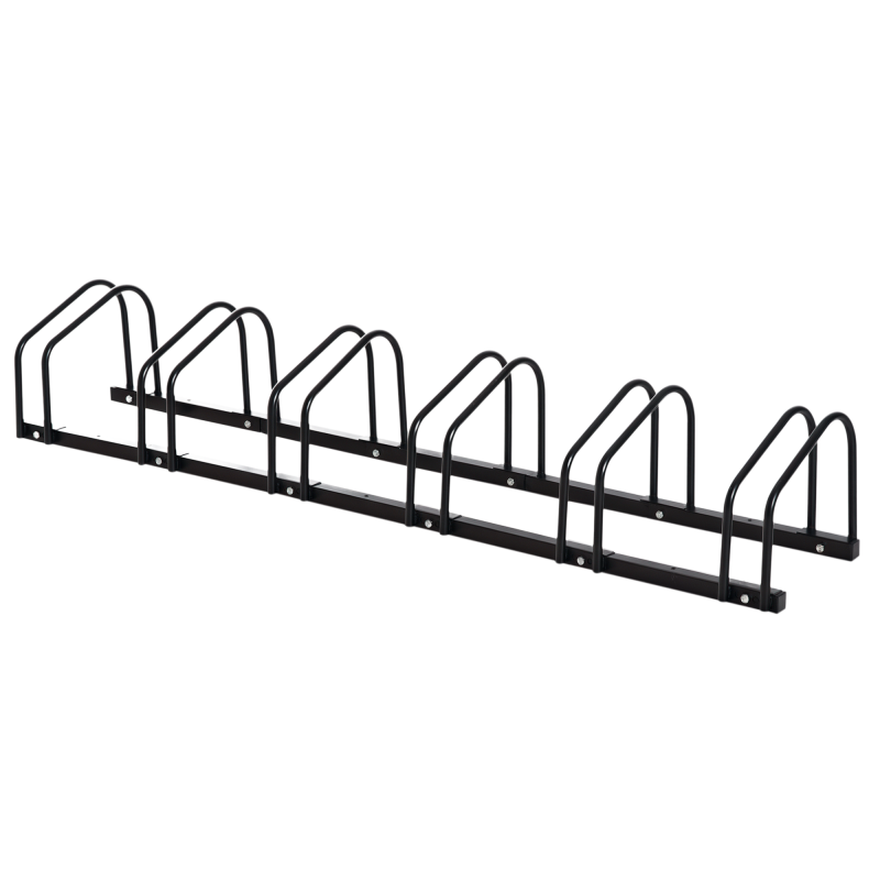 HOMCOM Fahrradständer Radständer Aufstellständer wetterfest langlebig Boden- und Wandmontage Stahl bis 6 Fahrräder Schwarz 179 x 33 x 27 cm Aosom – Bild 1 von 2