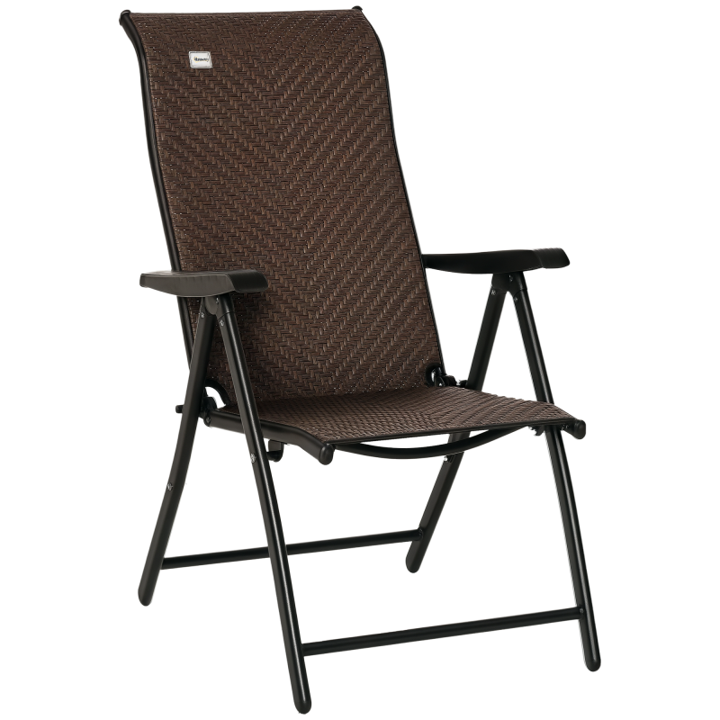 Outsunny Polyrattan Klappstuhl mit Armlehne 7-stufig verstellbare Rückenlehne für Garten Balkon Terrasse 58 x 71 x 111 cm Aosom.de – Bild 1 von 2
