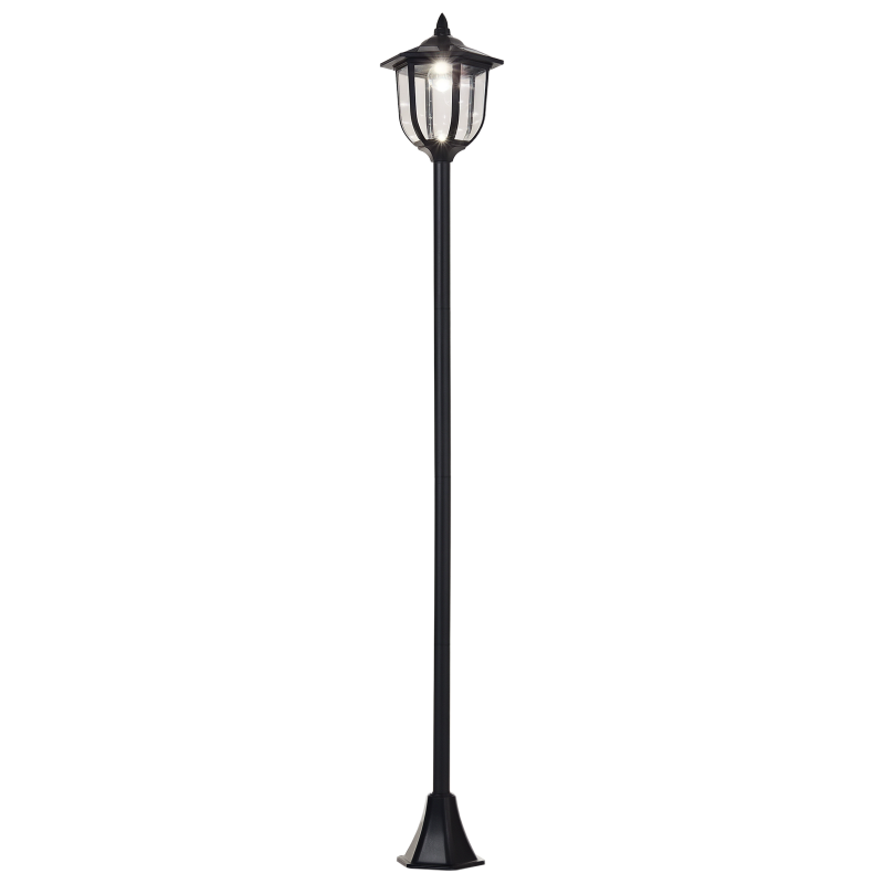 Outsunny Solar Gartenleuchte LED Gartenlaterne 30/60 Lumen, Kunststoff Schwarz, Ø26,5 x H177 cm, ideal für Garten & Terrasse Aosom.de – Bild 1 von 2