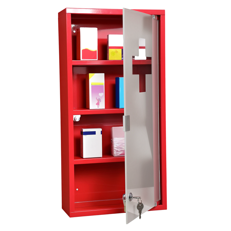 HOMCOM Erste-Hilfe-Schrank Medizinschrank aus Edelstahl mit Schloss, sicheres & praktisches Modell 3 für Zuhause & Büro Aosom.de – Bild 1 von 2