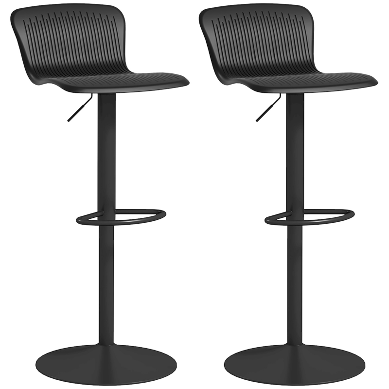 HOMCOM Set mit 2 Barhockern, höhenverstellbare Barhocker mit drehbarer Sitzfläche aus Polypropylen, Rückenlehne und Fußstütze, Barhocker Küche, Esszimmer, Theke, Schwarz Aosom – Bild 1 von 2