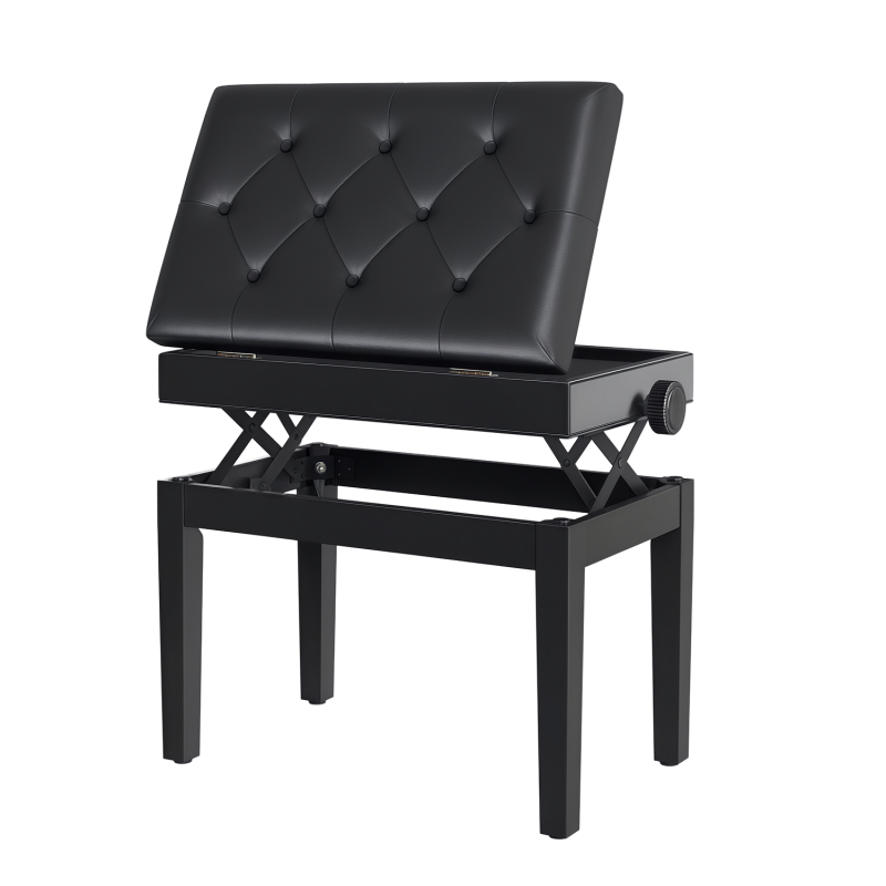 HOMCOM Klavierbank mit Stauraum und Höhenverstellung 54,5x33x48-58cm, ideal als Schminkhocker für Musikliebhaber Aosom.de – Bild 1 von 2