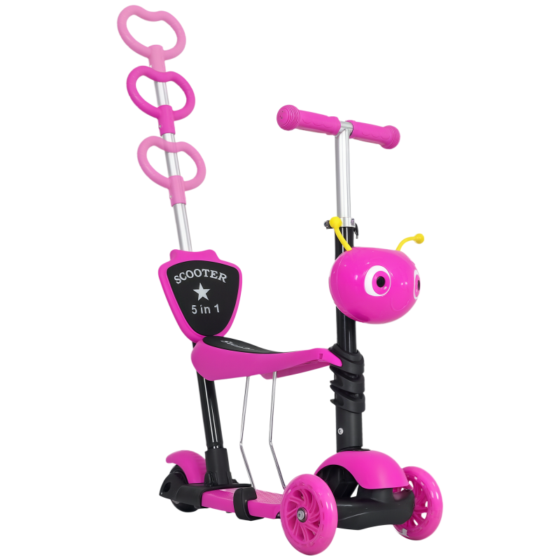 HOMCOM Scooter Tretroller Kinderroller höhenverstellbar mit Kickboard und Teleskoplenker in Rosa 62 x 25 x 72,5 cm für Spaß & Mobilität Aosom.de – Bild 1 von 2
