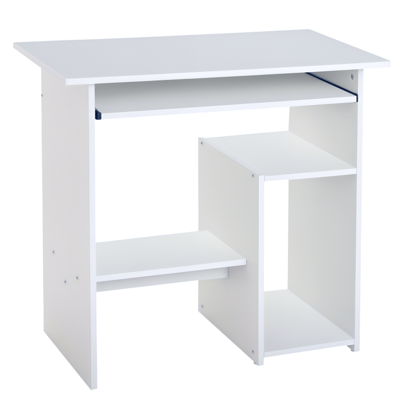 HOMCOM Computertisch Schreibtisch Büro Gaming Kinder PC-Tisch Weiß 80x45x75cm Aosom – Bild 1 von 2