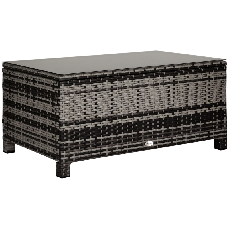 Outsunny Garten Beistelltisch Couchtisch 85 x 50 x 39 cm, Gartentisch aus Polyrattan in Grau, ideal für Balkon & Terrasse Aosom.de – Bild 1 von 2