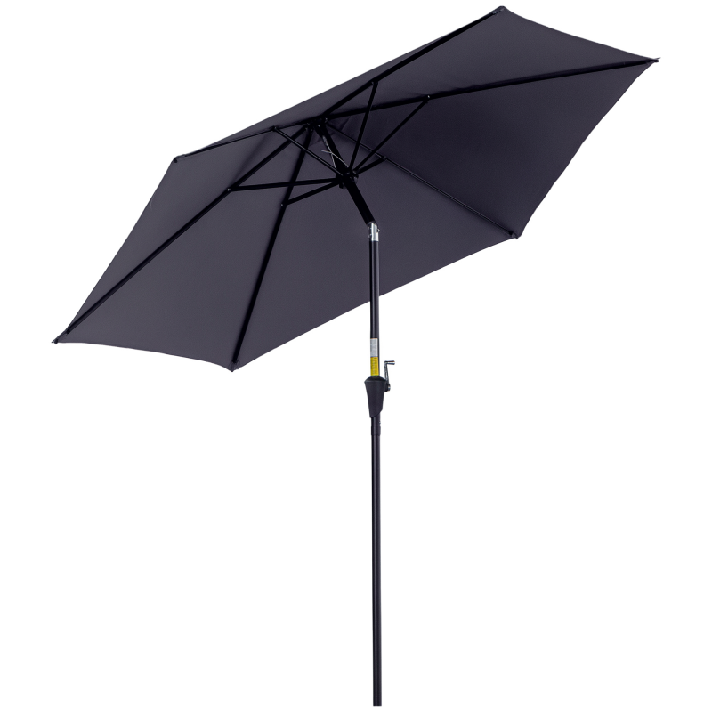 Outsunny Knickschirm Sonnenschirm Gartenschirm Marktschirm mit Handkurbel Alu 180/㎡ Polyester Dunkelgrau ∅2,6 x 2,35 m Aosom – Bild 1 von 2